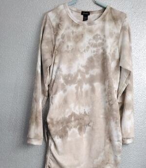 Justify Women's Brown & White Tie Dye Rouched Dress    Size L